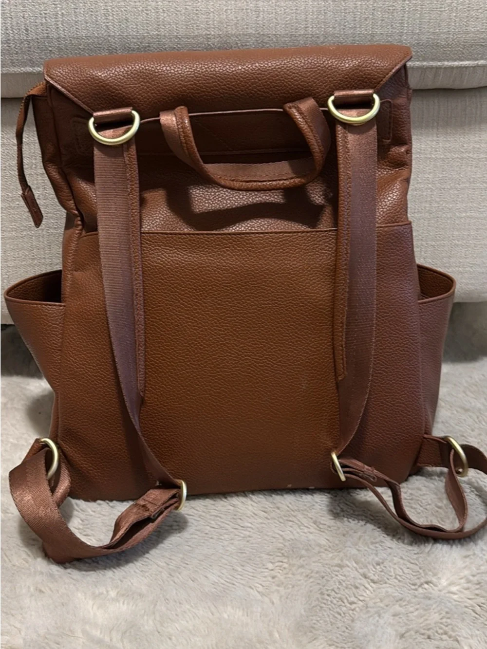 Freshly Picked Brown Leather Backpack-Style Baby Bag